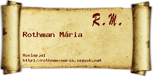 Rothman Mária névjegykártya
